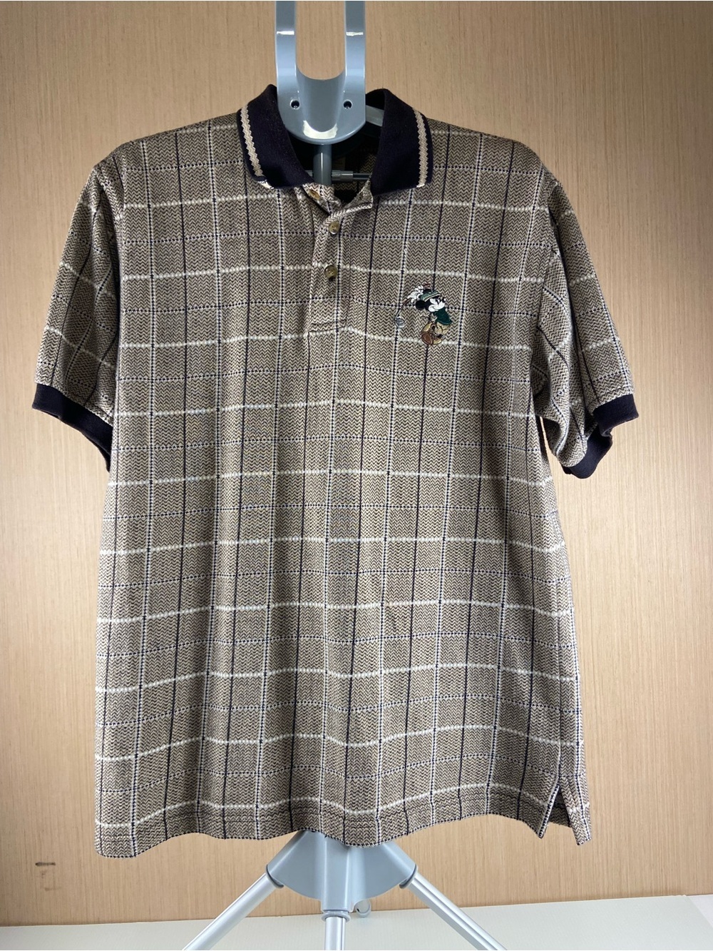 Vintage Disney Store Mickey Mouse Golf Polo Shirt Plaid Medium